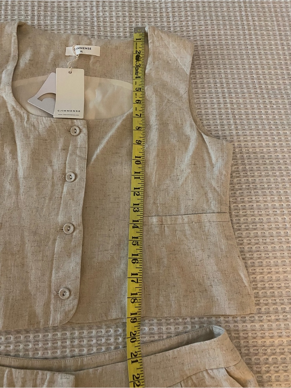 Commense High Waist Linen-Blend Shorts and Vest in Beige Cream NWT - Picture 4 of 11